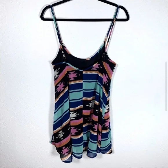 Show Me Your Mumu Peta‎ Mini Dress Blue Southwestern Geometric Boho Print Medium - Picture 5 of 7